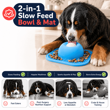 Dog Lick Mat & Slow Feeder Enrichment Toy with Interactive Ball