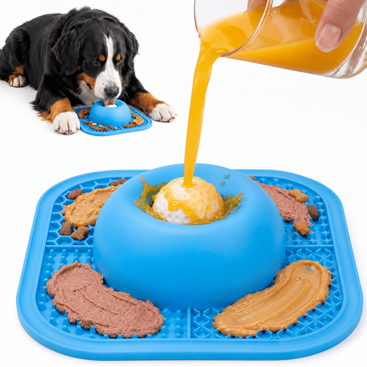 Dog Lick Mat & Slow Feeder Enrichment Toy with Interactive Ball