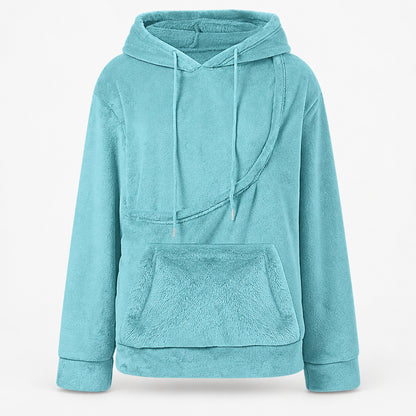 Plush two-pocket pet hoodie front view