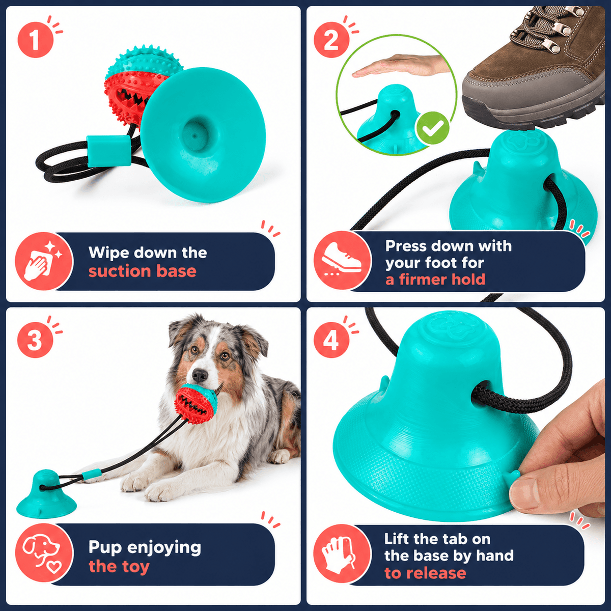Dog Treat Ball Chew Toy with Suction Cup