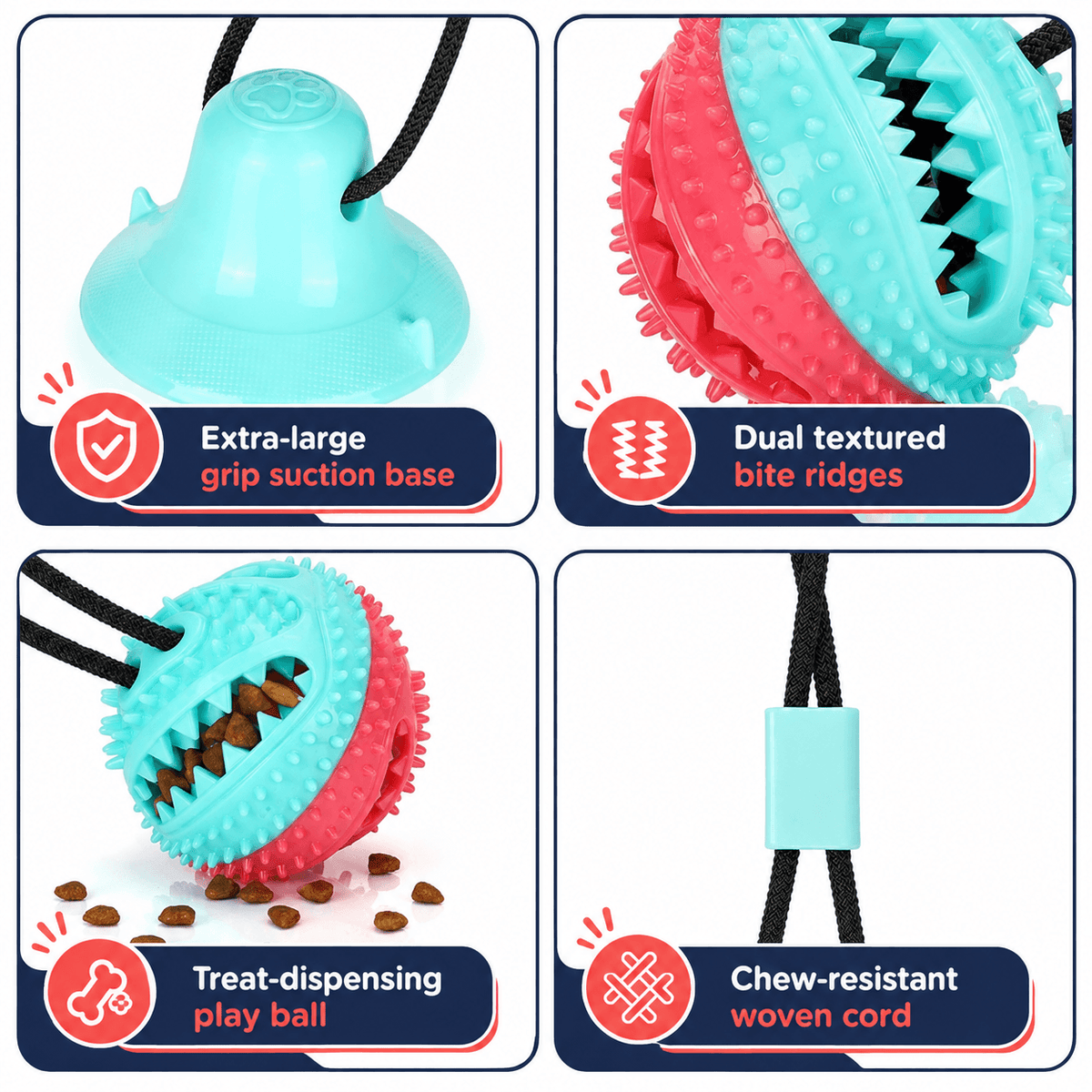 Dog Treat Ball Chew Toy with Suction Cup