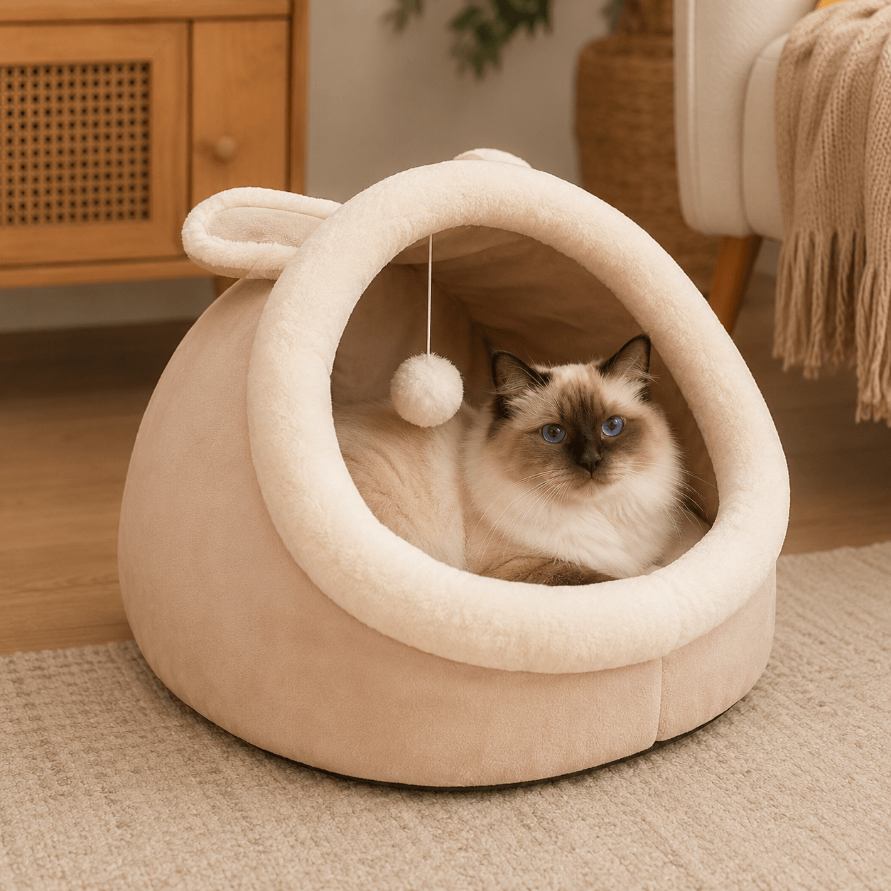 Cosy Enclosed Cat Cave Bed - Animal Designs