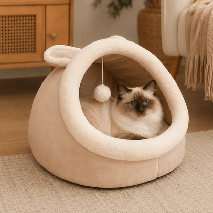 Cosy Enclosed Cat Cave Bed - Animal Designs