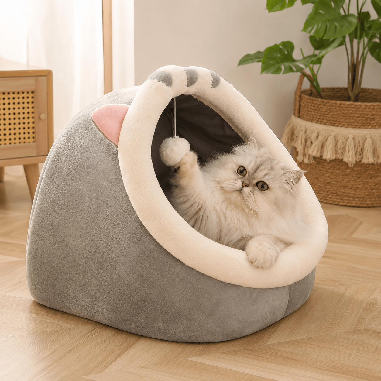 Cosy Enclosed Cat Cave Bed - Animal Designs