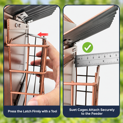 Hanging Metal Bird Feeder with Double Suet Cages and 2 kg Capacity & Weatherproof Roof