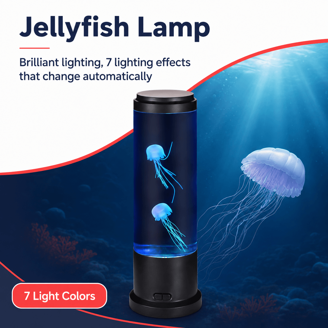 LED Jellyfish Night Light Lamp with 7 Color Setting