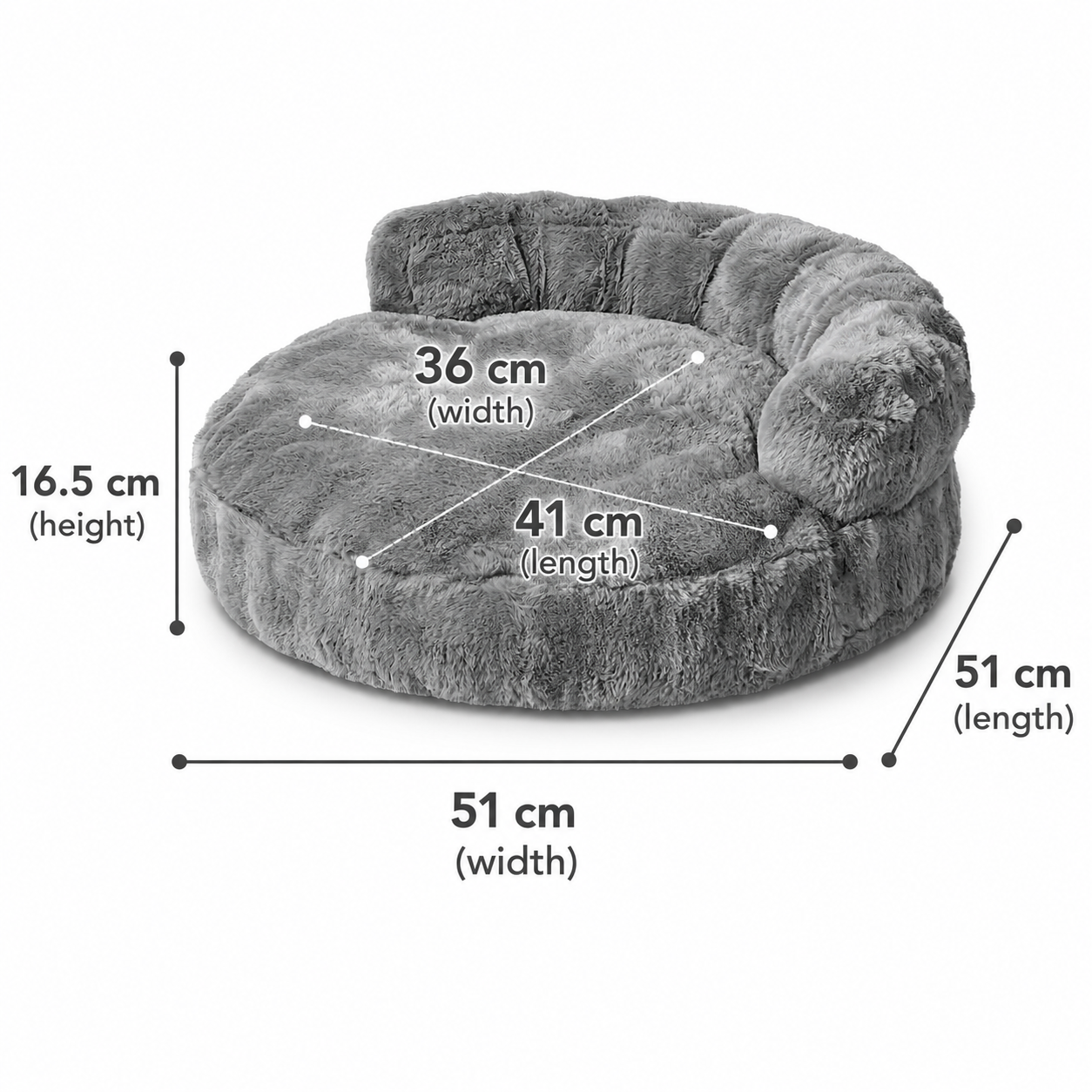 Small Faux Fur Bolstered Pet Bed