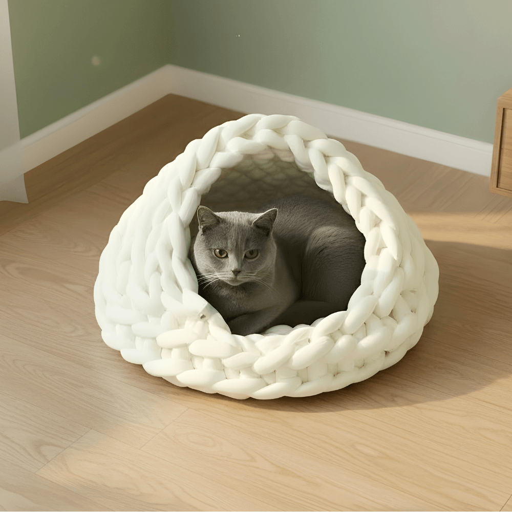 Small Knitted Pet Cave Bed