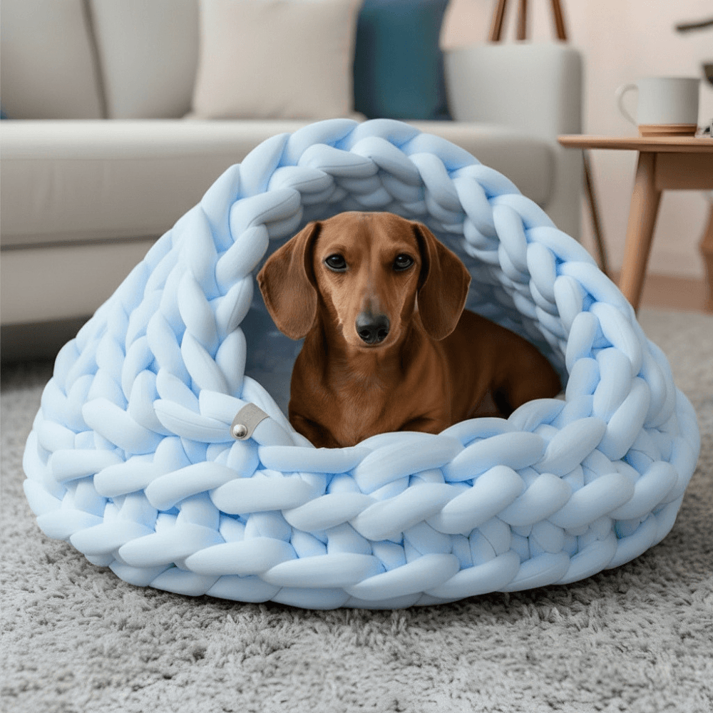 Small Knitted Pet Cave Bed