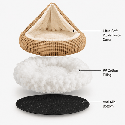 Plush Pet Doughnut Cave Bed With Blanket