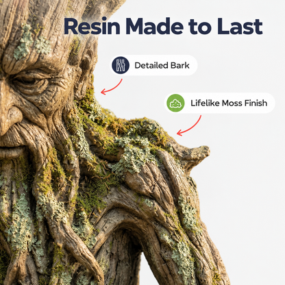Resin Bird Feeder Tree Spirit Sculpture with Hidden Hanger for Garden Décor