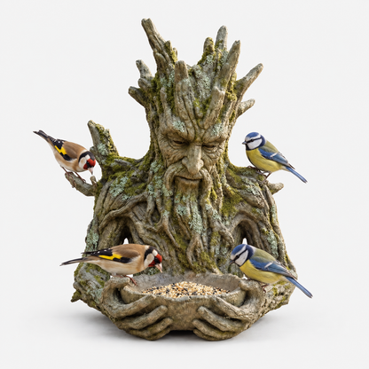 Resin Bird Feeder Tree Spirit Sculpture with Hidden Hanger for Garden Décor