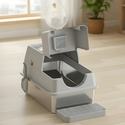 Large Flip-Top Stainless Steel Litter Box