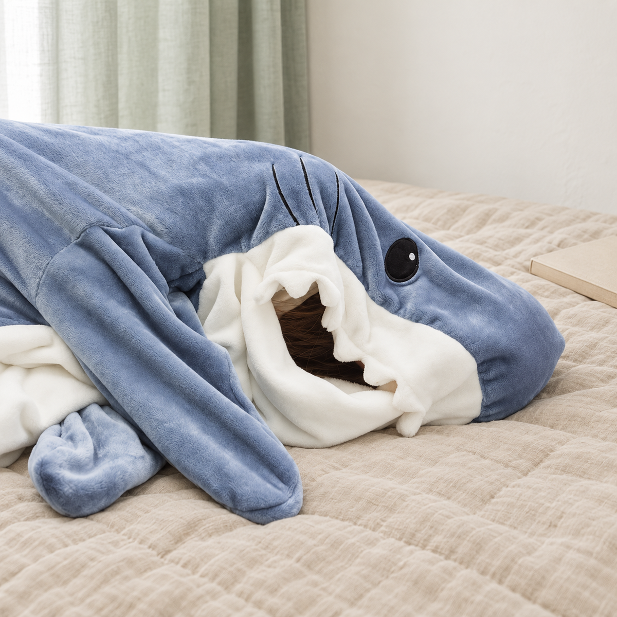 Wearable Shark Flannel Fleece Hoodie Onesie with Fin and Tail