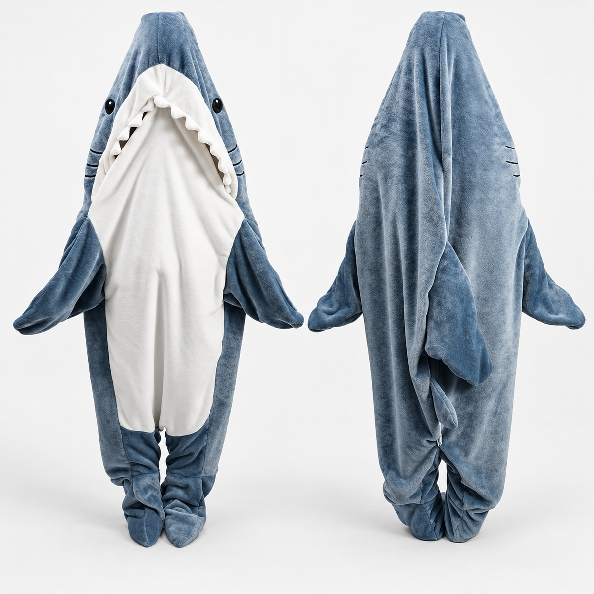 Wearable Shark Flannel Fleece Hoodie Onesie with Fin and Tail