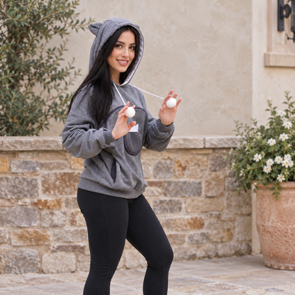 Pet Carrier Pullover Hoodie with Large Zipper Pouch and Peeping Hole for Carrying Small Dogs & Cats