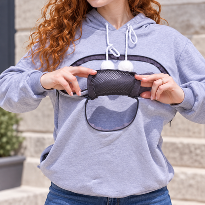 Pet Carrier Pullover Hoodie with Large Zipper Pouch and Peeping Hole for Carrying Small Dogs & Cats