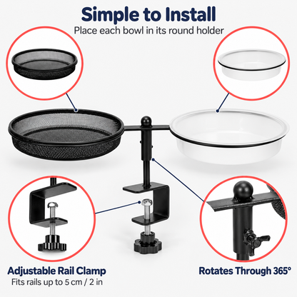 Deck-Mount Bird Feeder & Planter with Mesh Tray, Water Bowl & 360° Rotation