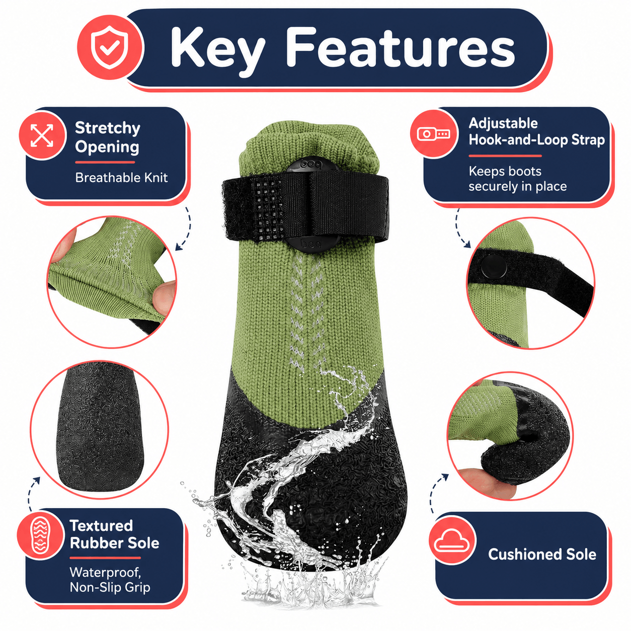 Waterproof No-Slip Dog Boots & Shoes for Winter Walks