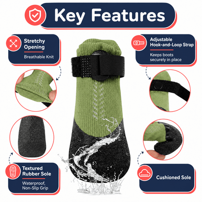 Waterproof No-Slip Dog Boots & Shoes for Winter Walks