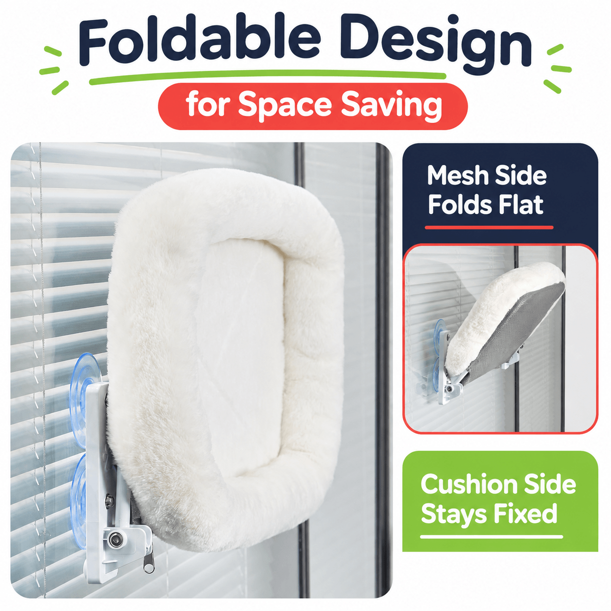Cosy and Foldable Cat Bed Window Hammock & Perch with Suction Cups