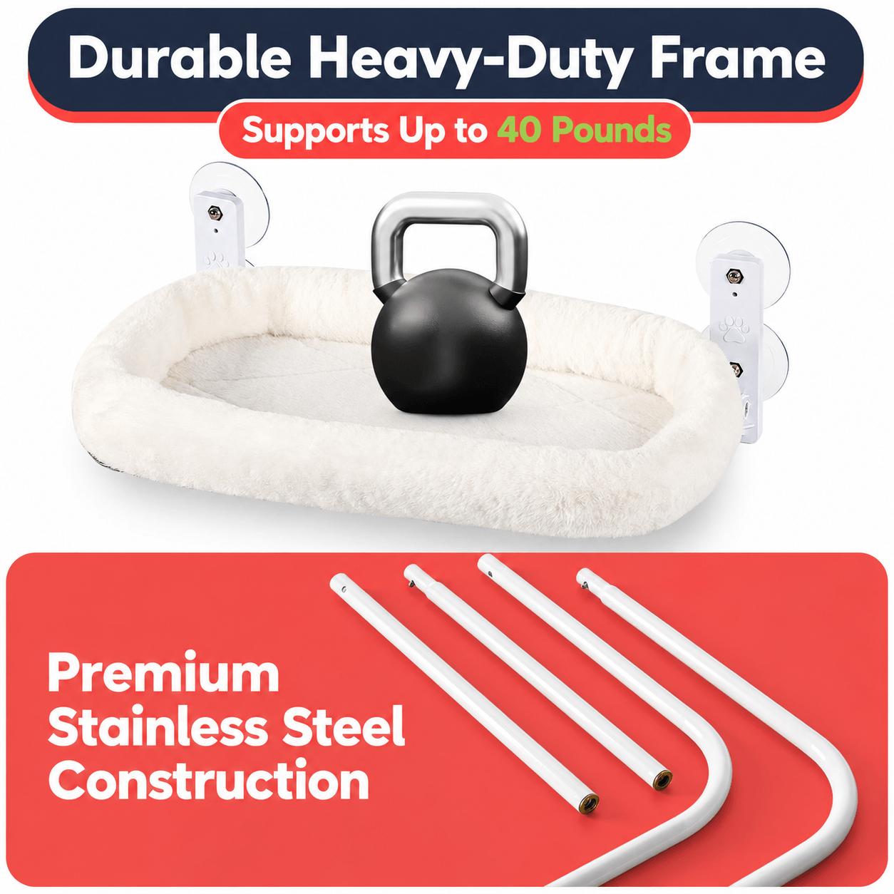 Cosy and Foldable Cat Bed Window Hammock & Perch with Suction Cups