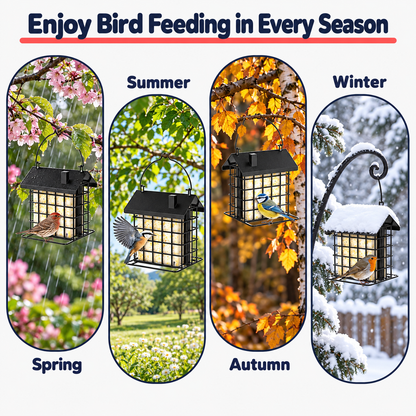 Hanging Metal Double Suet Bird Feeder with Weatherproof Roof & Dual-Sided Perch