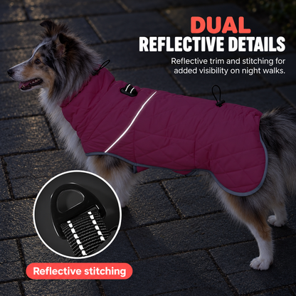 Waterproof Reflective Winter Dog Coat & Jacket with Warm Lining and Lead Attachment