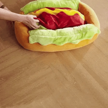 The Viral Hot Dog & Sausage Bun Bed for Small to Medium Dogs