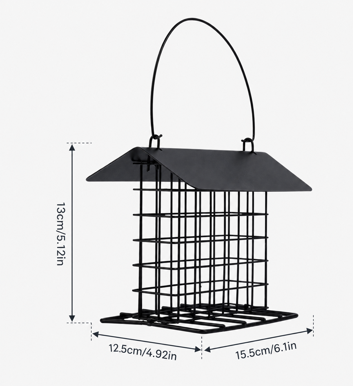 Hanging Metal Double Suet Bird Feeder with Weatherproof Roof & Dual-Sided Perch