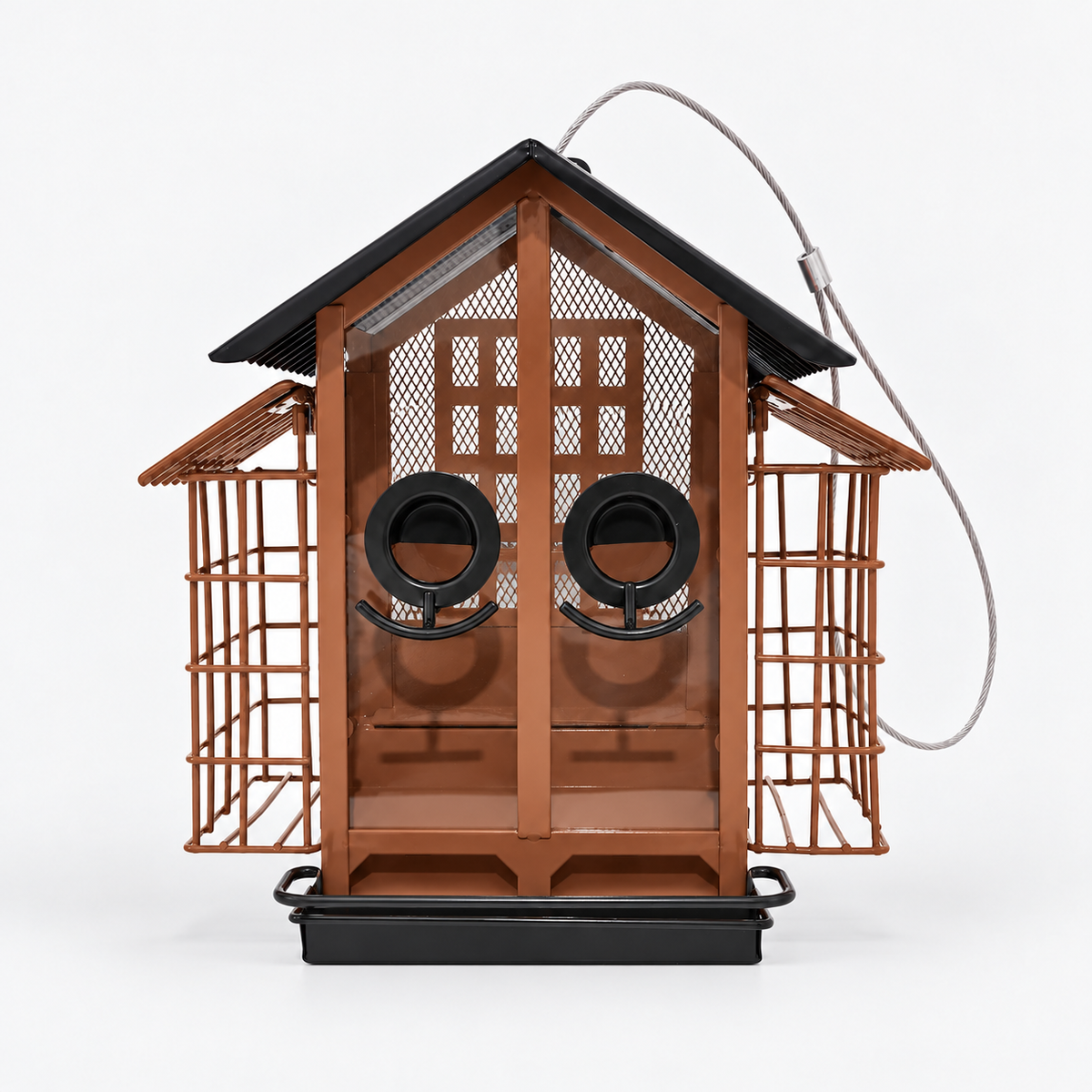 Hanging Metal Bird Feeder with Double Suet Cages and 2 kg Capacity & Weatherproof Roof