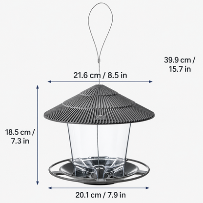 Hanging Plastic Bird Feeder with Clear Seed Compartment, Drainage & Twist-Lock Lid