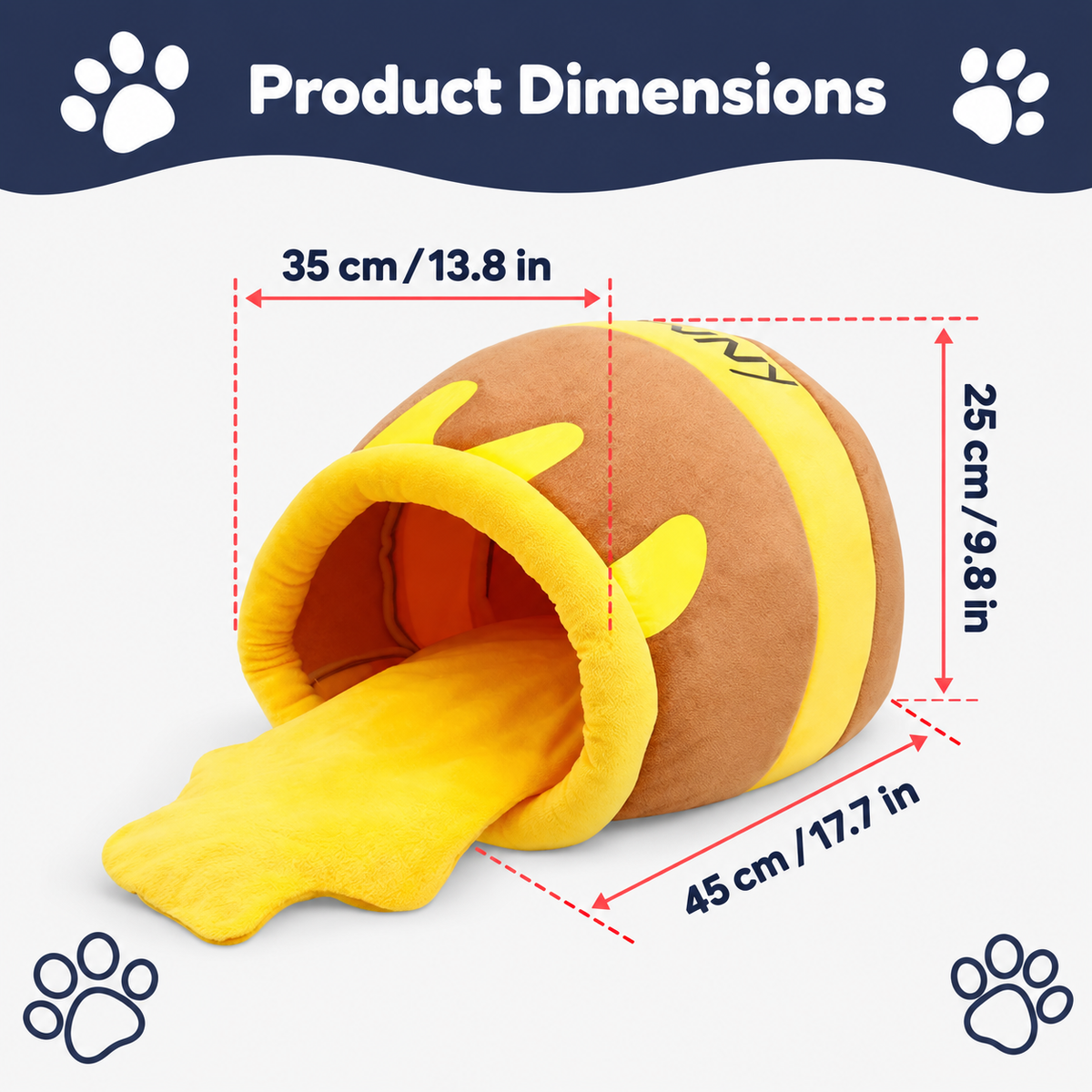 Honey-pot cave bed dimensions: 45 x 35 x 25 cm