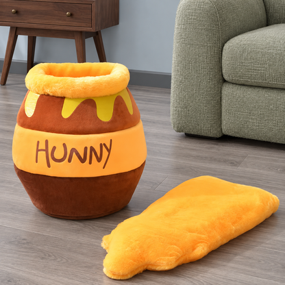 Upright honey-pot bed with its separate cushion