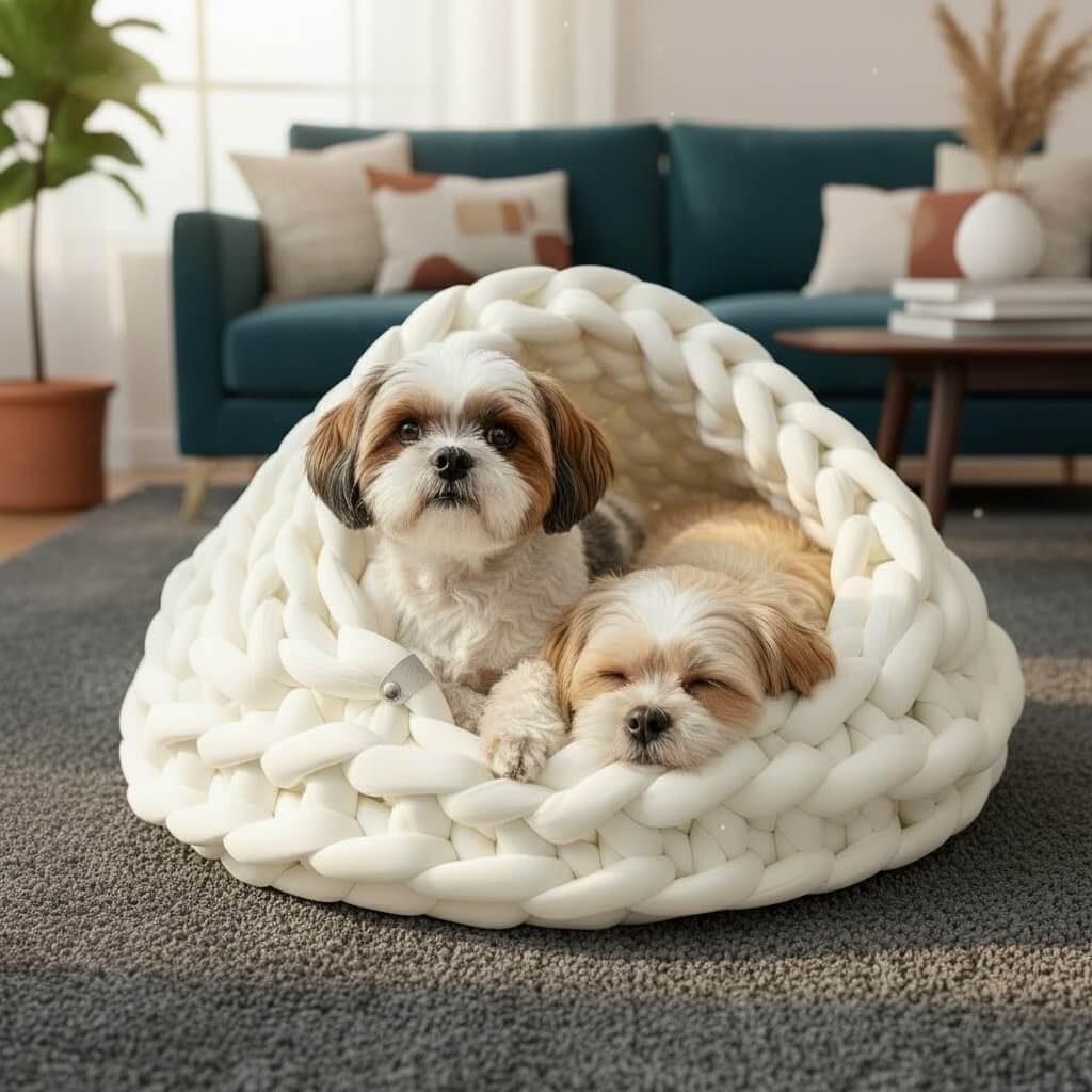 Small Knitted Pet Cave Bed