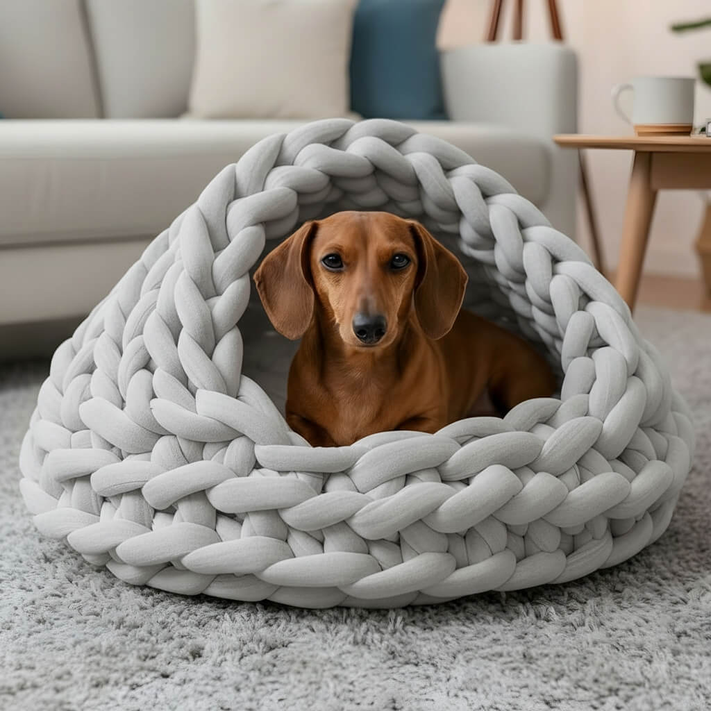 Small Knitted Pet Cave Bed