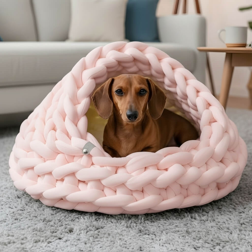 Small Knitted Pet Cave Bed