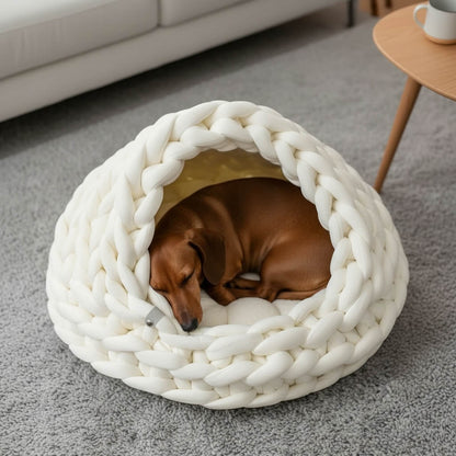 Small Knitted Pet Cave Bed