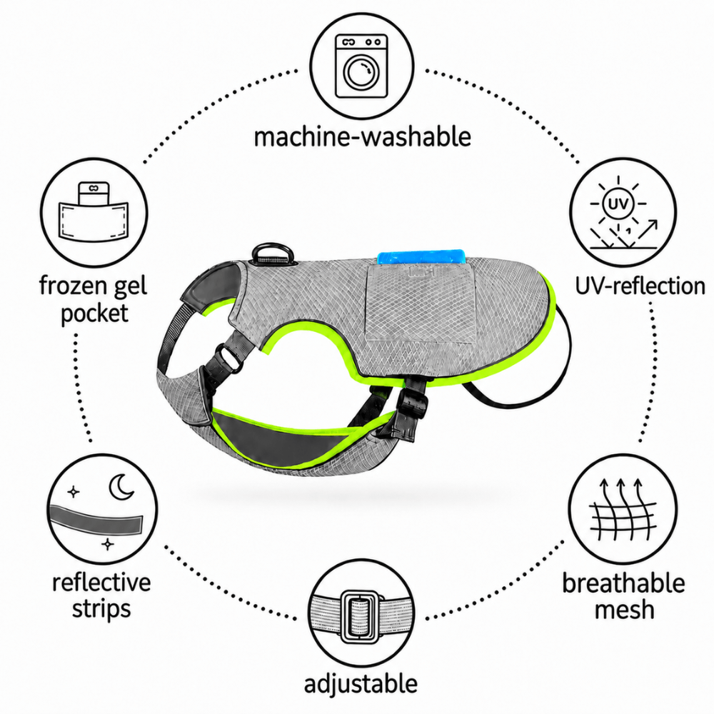 Dog Cooling Vest With Freezable Gel Packs