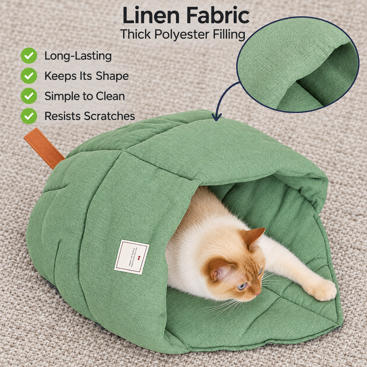 Durable linen fabric with thick polyester filling