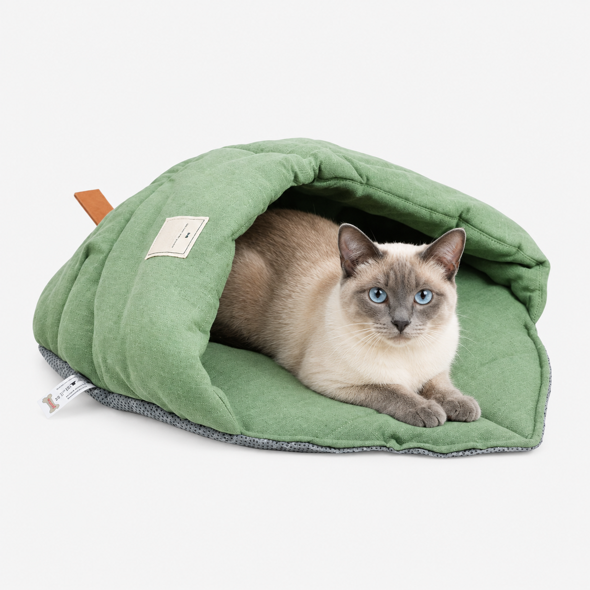 Front view of the leaf pet cave bed