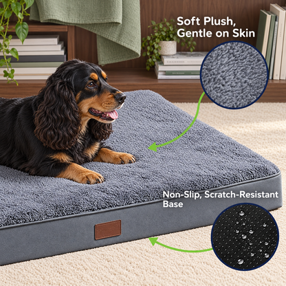 Plush sleeping surface and non-slip base close-ups