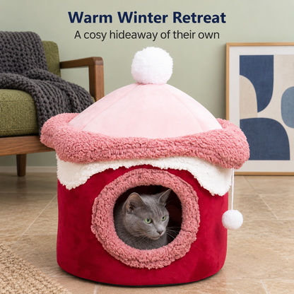 Warm ice cream cave bed with a private sleeping space