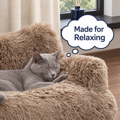 Soft fluffy sofa for a cat to relax