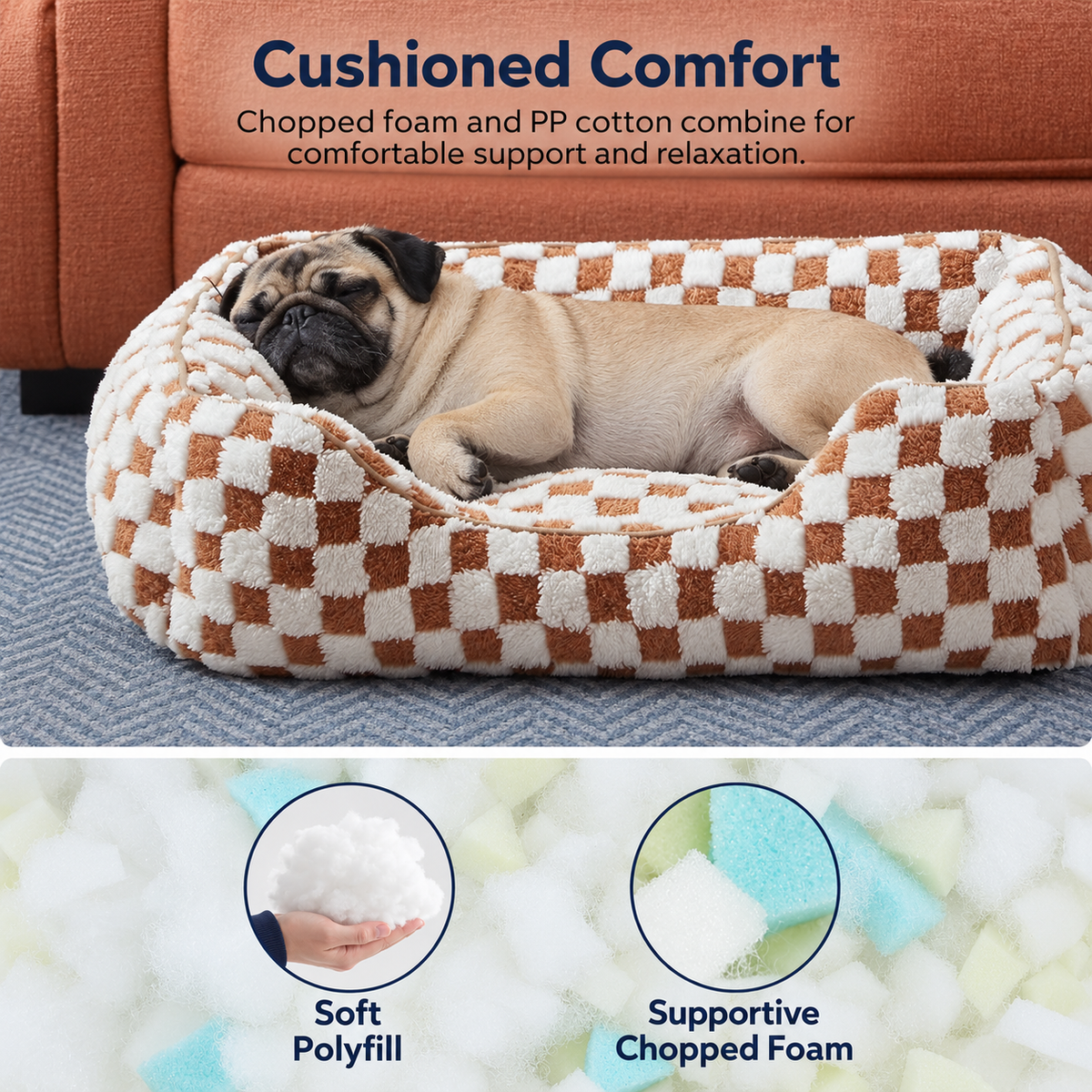 Polyfill and chopped foam cushioning