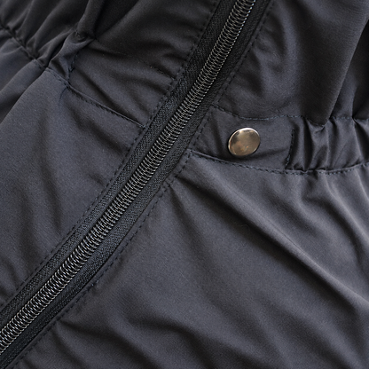 Close view of dog raincoat zip and fastener
