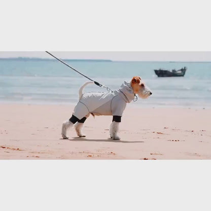 Waterproof Reflective Dog Raincoat Jacket with Adjustable Hood Built-In D-Ring & Hook and Loop Fastening