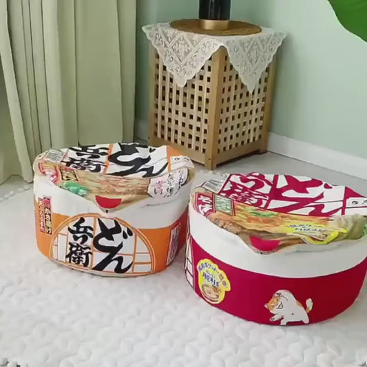 Pet Noodle & Ramen Hooded Cave Bed for Cats & Dogs
