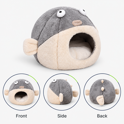Pufferfish bed with front side and rear views